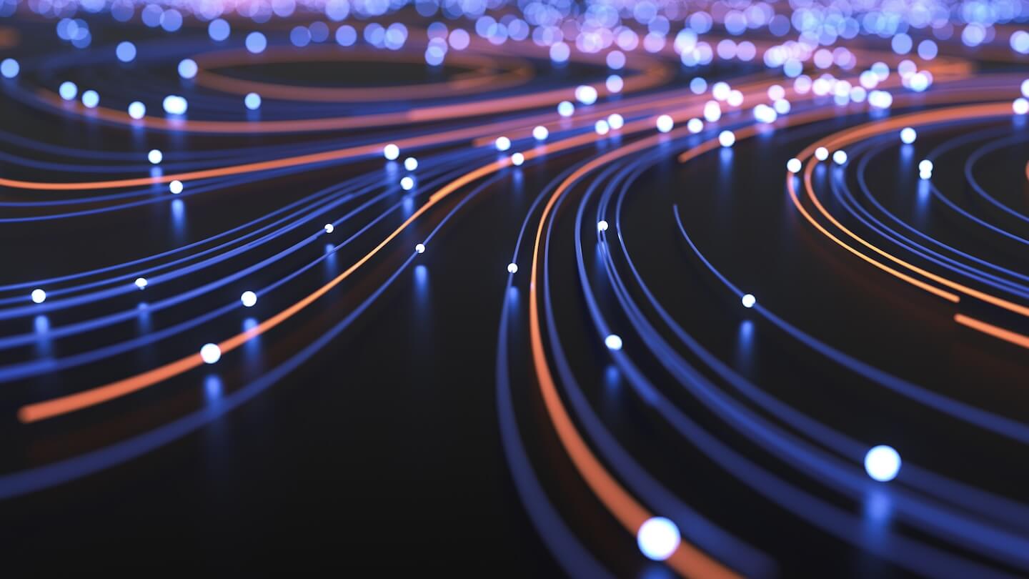 Abstract light trails representing electricity networks